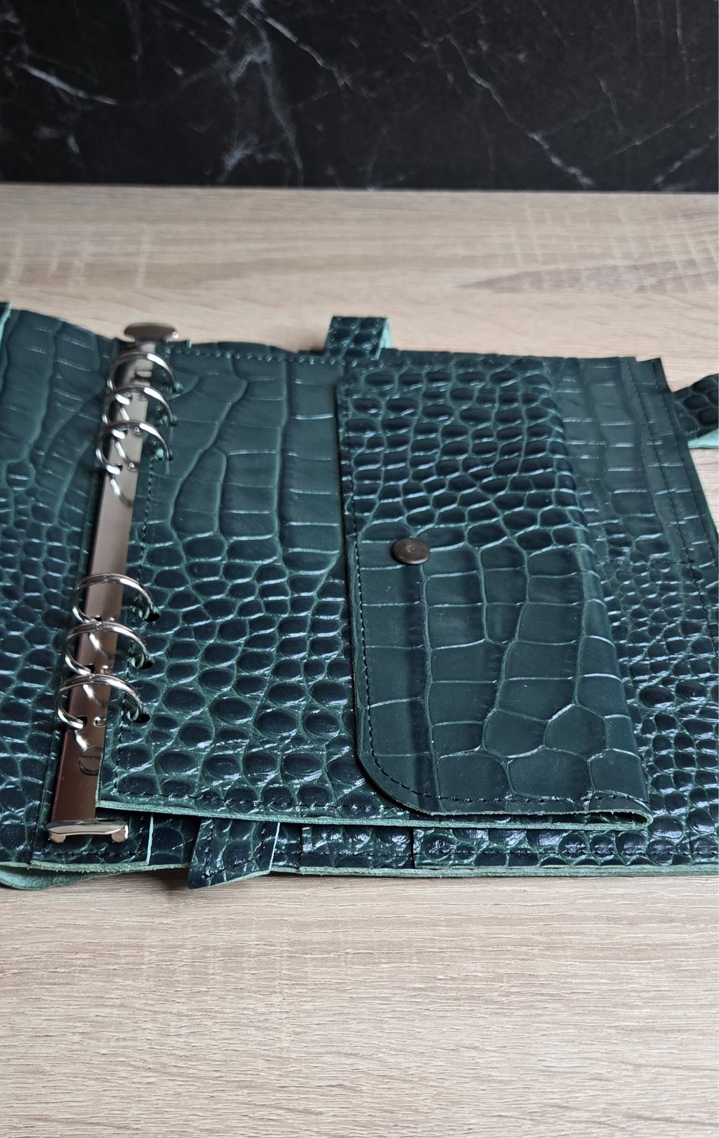 Green Leather Cover planner A5 – Oops Shop just cover with binder