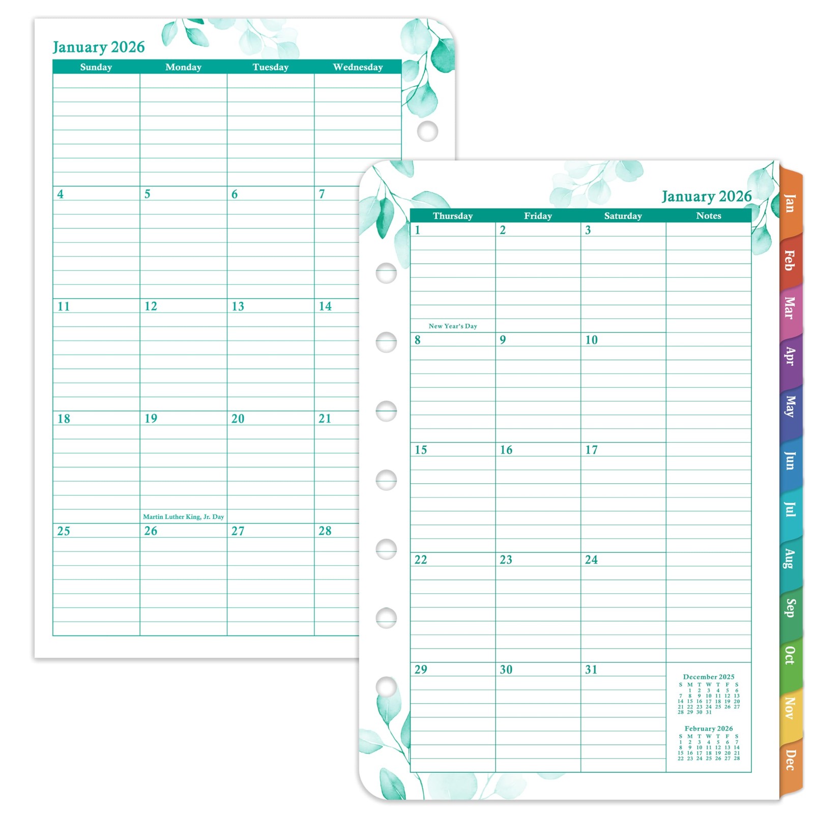 2026 Planner Refills – JAN 2026 – DEC 2026 Planner Refills, Two Pages Per Day…