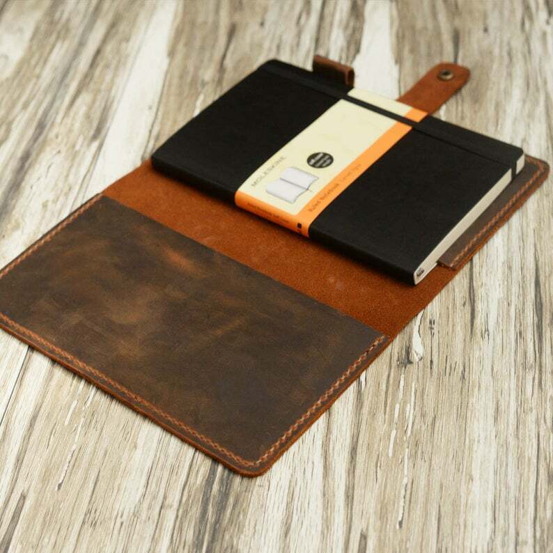 leather Notebook Dairy Cover Leather Moleskine Classic Cover Larger size 5×8.25″