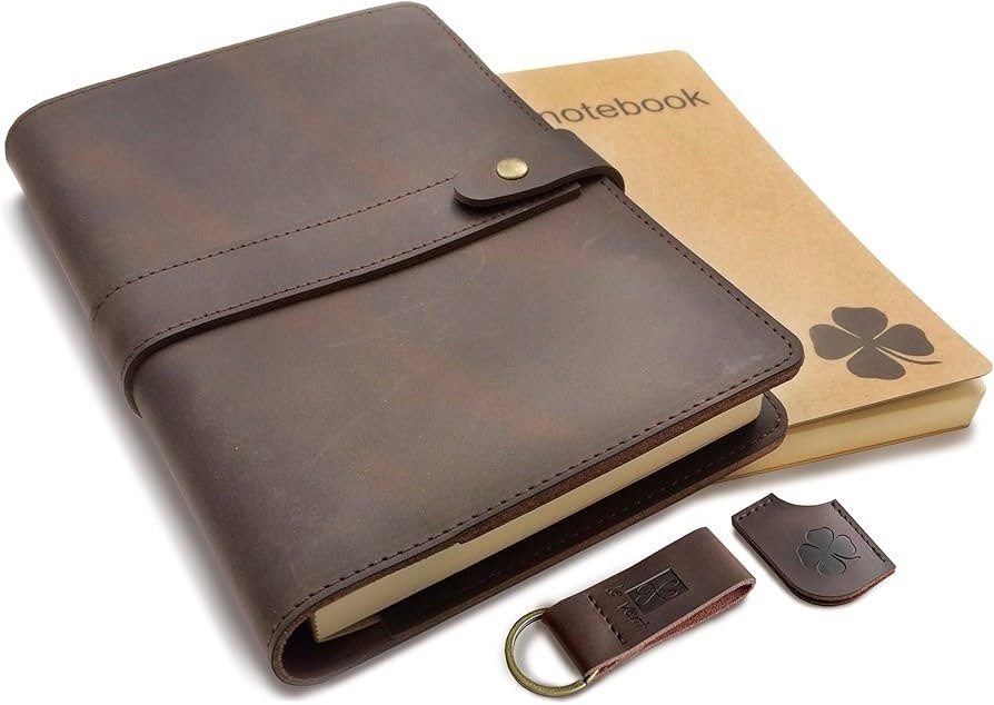 Refillable Genuine Leather Journal for Women & Men 5×8 Notebook for Work, Sketch