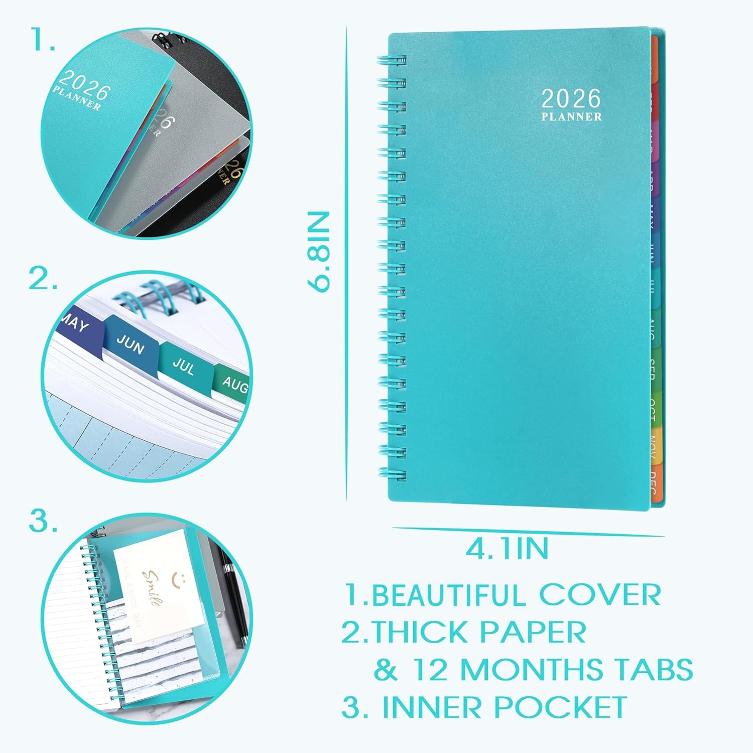 2025-2026 Pocket Calendar/Planner – Weekly & Monthly Pocket Planner for Purse, J