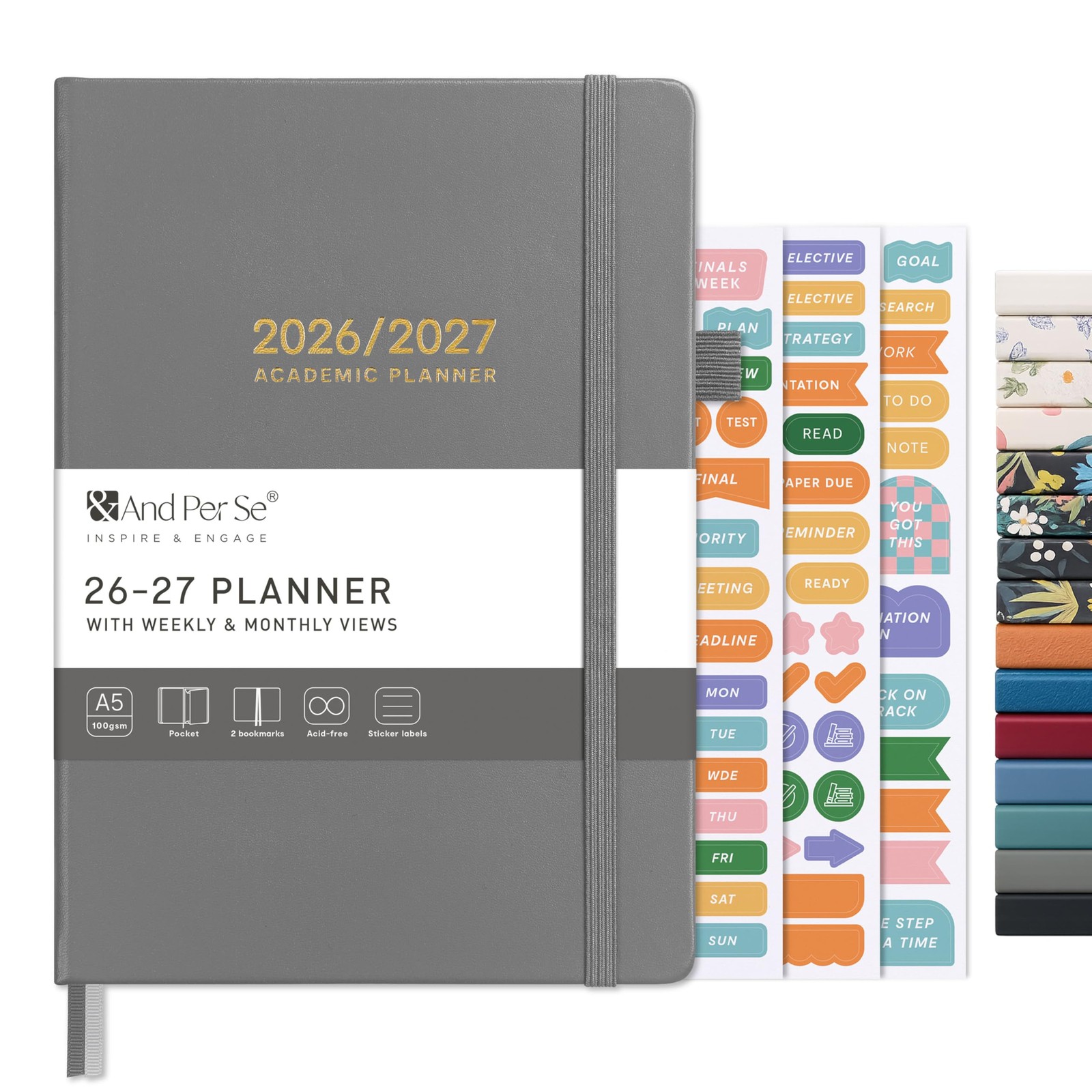 And Per Se Academic Planner 2026-2027 – 26-27 (5.7″ x 8″), M-Grey