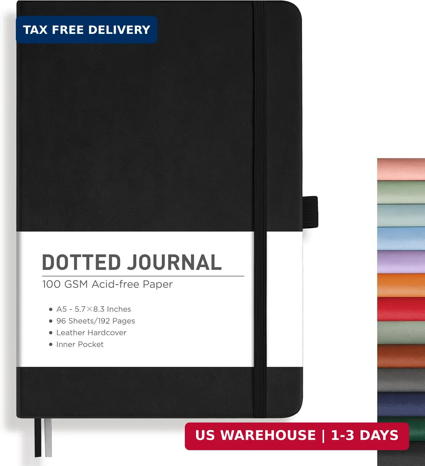 RETTACY Dotted Journal Notebook, 192 Pages, A5 Medium Size (5.7” x 8.3”), Leat