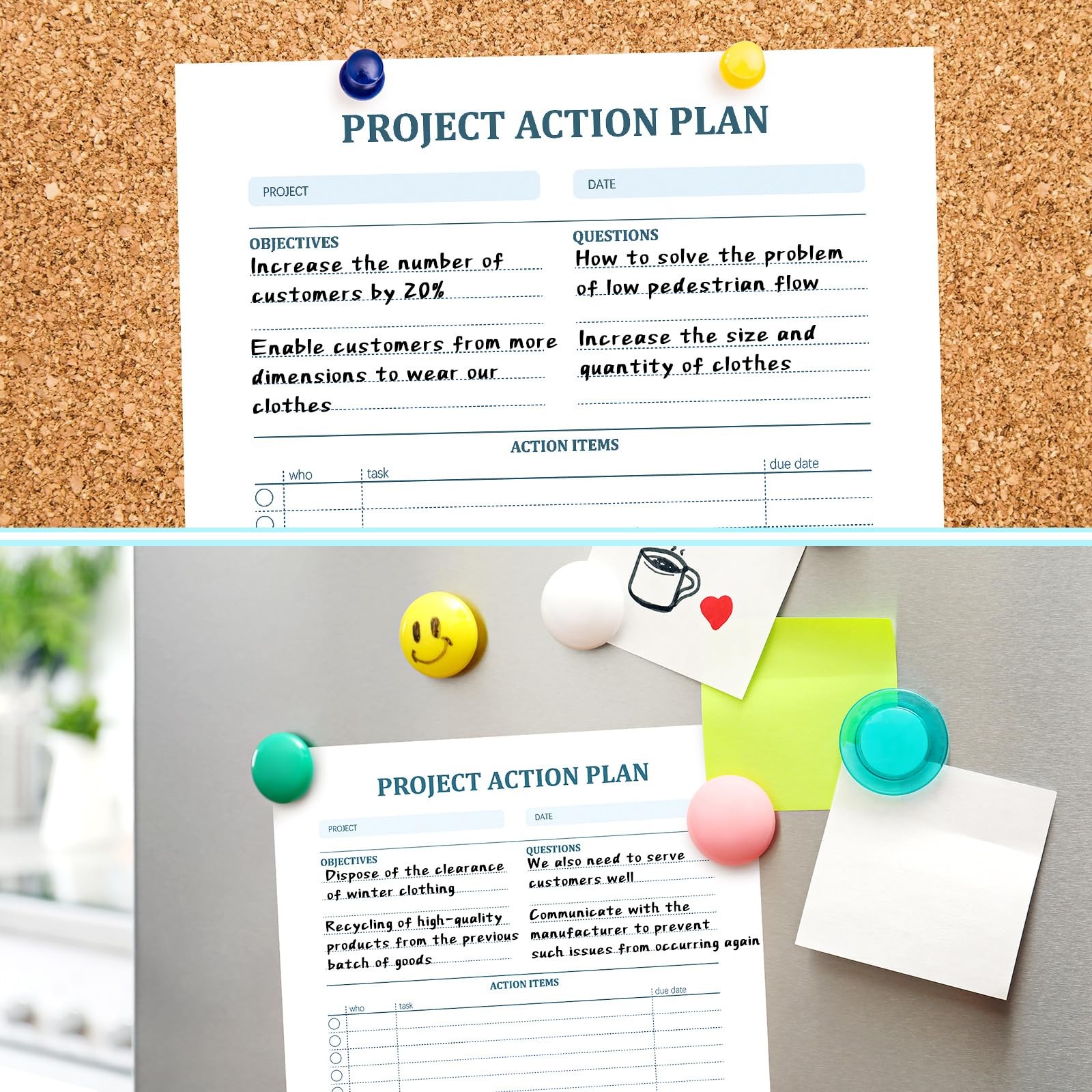 200 Sheets 4 Pads Project Action Planner Notepad Project Management with Chec…