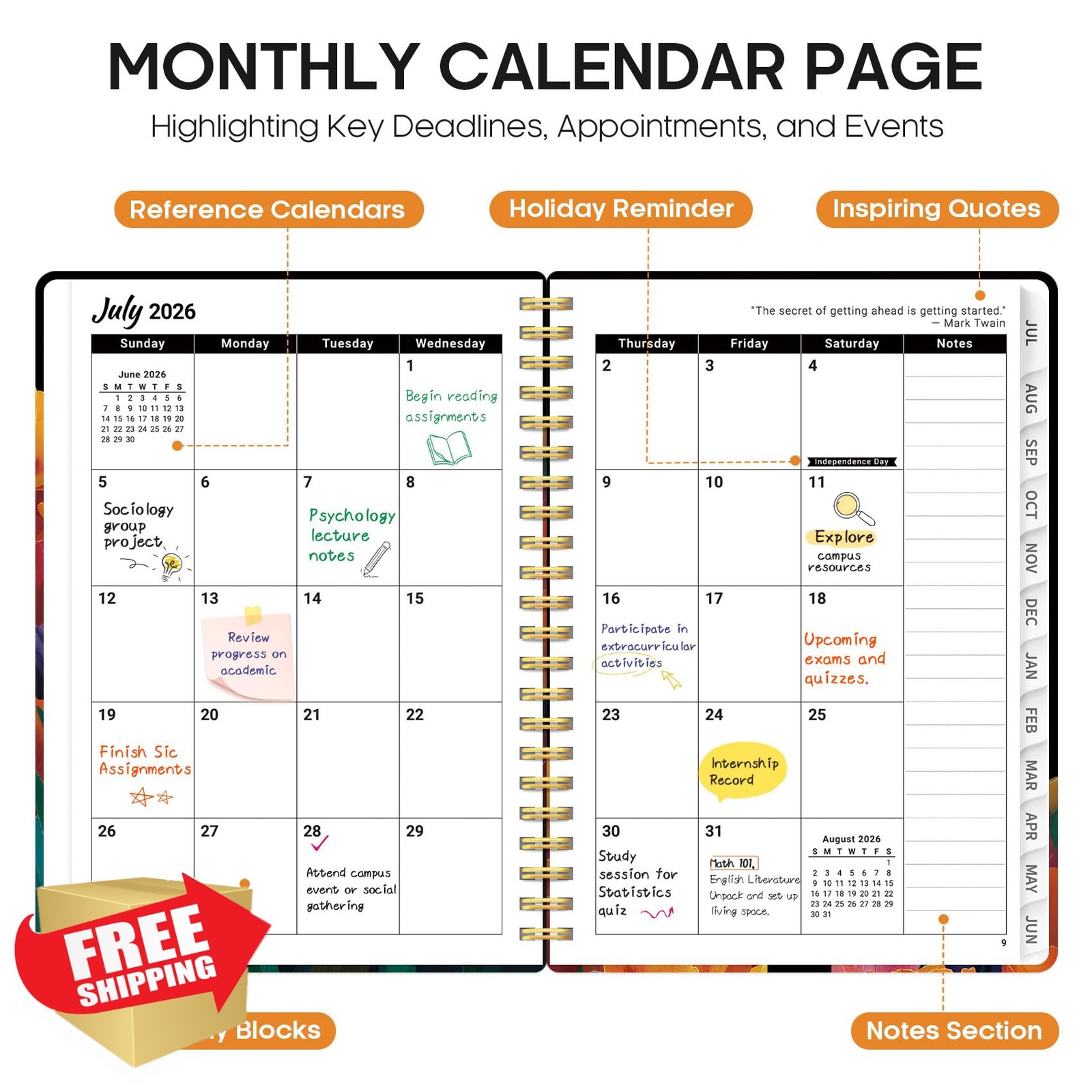 Taja Planner 2026-2027 D-Tulip Blaze A5 6.3″x8.5″