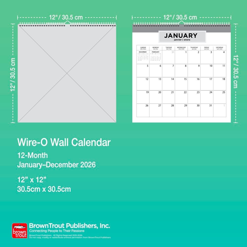 House of Turnowsky OFFICIAL 2026 12×12″ (Hanging) Monthly Square Wire-O Calendar