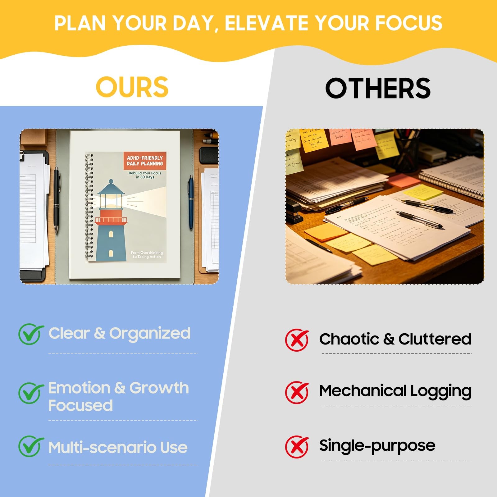 Adhd Planner For Adults And Teens, Undated Daily Spiral Planner With Brain Dump