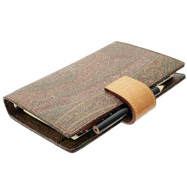 ■Authentic ETRO Notebook Cover Paisley Agenda PVC Leather Multicolor Brown ETRO
