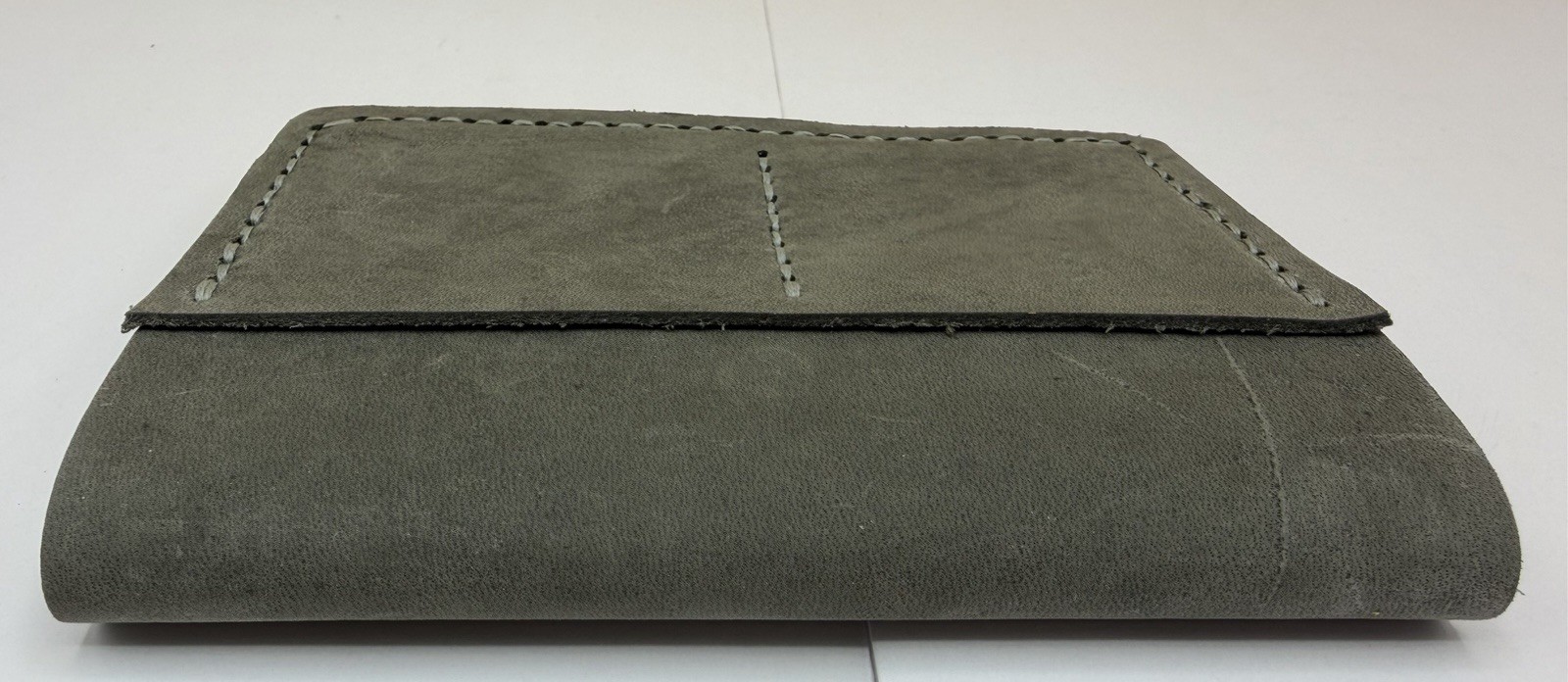 Handmade Gray Leather Passport Wallet TN Cover Full Zip Card Holder Rustic