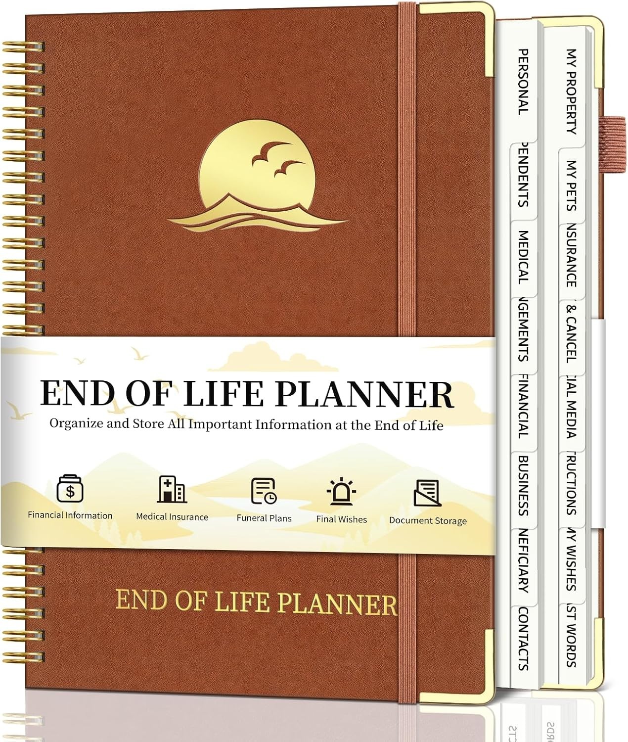 End of Life Planner, Estate Planning Organizer with Tabs for Senior, Spiral Fune