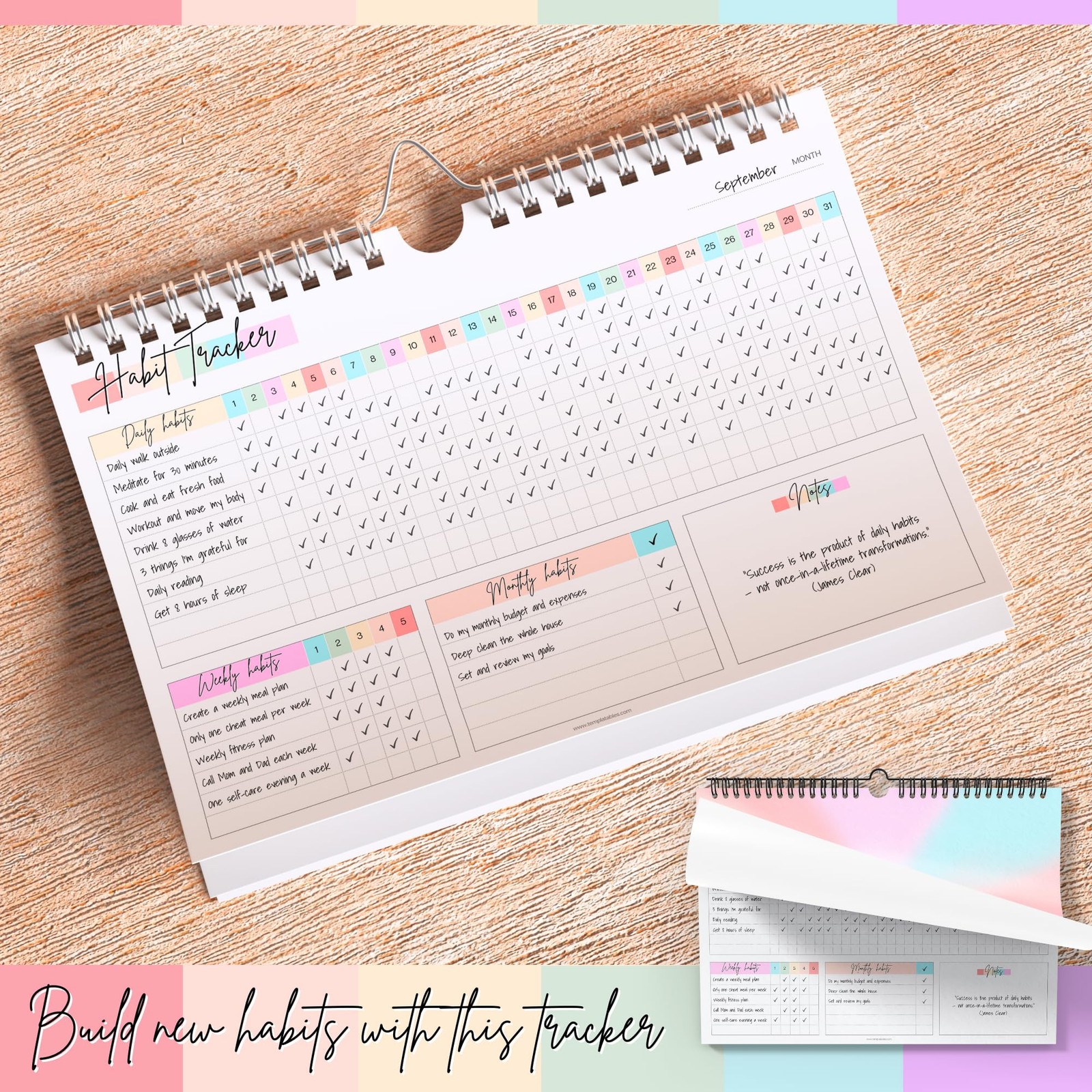 Habit Tracker Calendar – Daily, Weekly & Monthly & Goal Rainbow