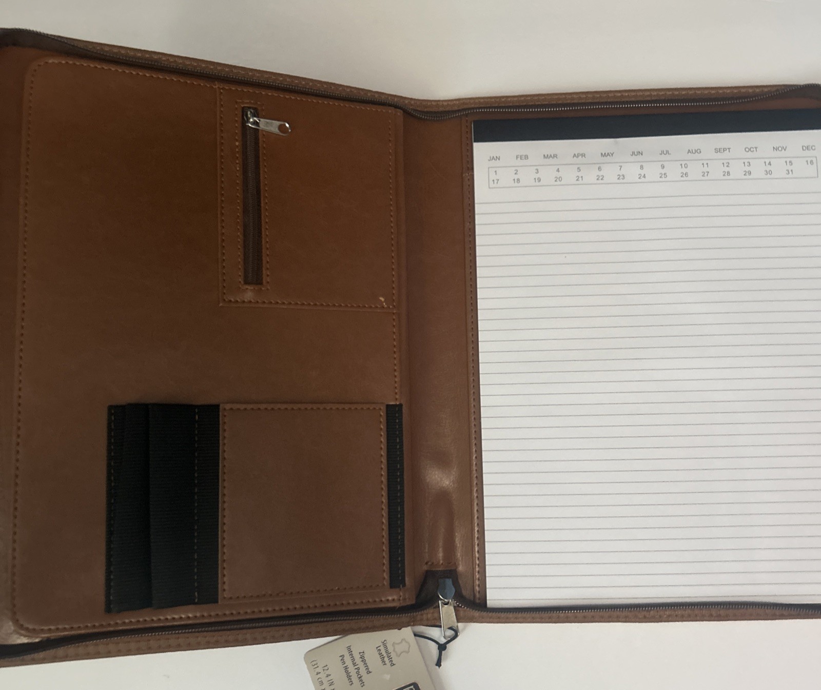 Pen Gear Executive Bonded Leather Professional Padfolio Notepad – Chestnut Brown
