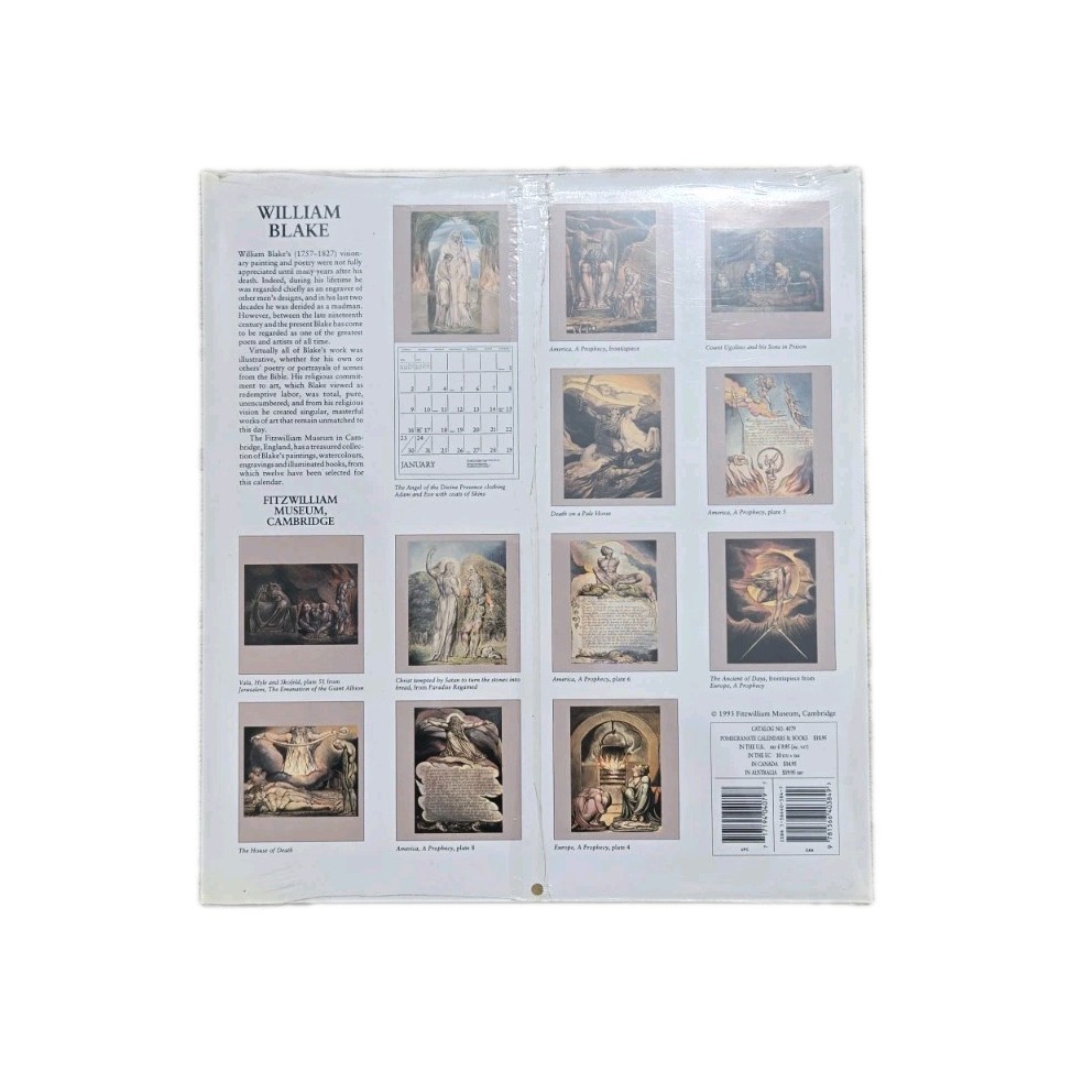 Sealed Vtg 1994 William Black Paiting & Poetry Calendar (Fitzwilliam Museum)