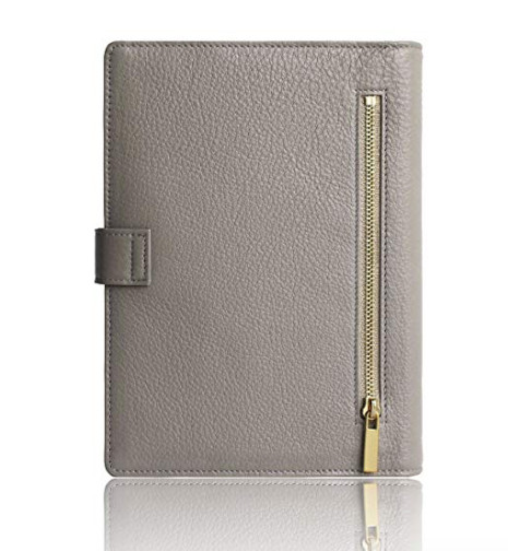 New luxurious Black Leather planner agenda, perpetual calendar, gold color hardw