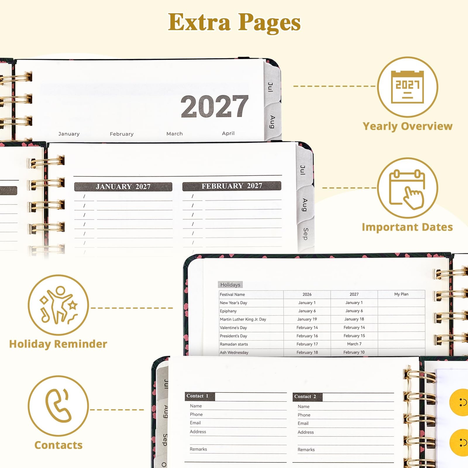 JoyCat Academic Planner 2026-2027, July 6.3 x 8.5 inches, Midnight Garden
