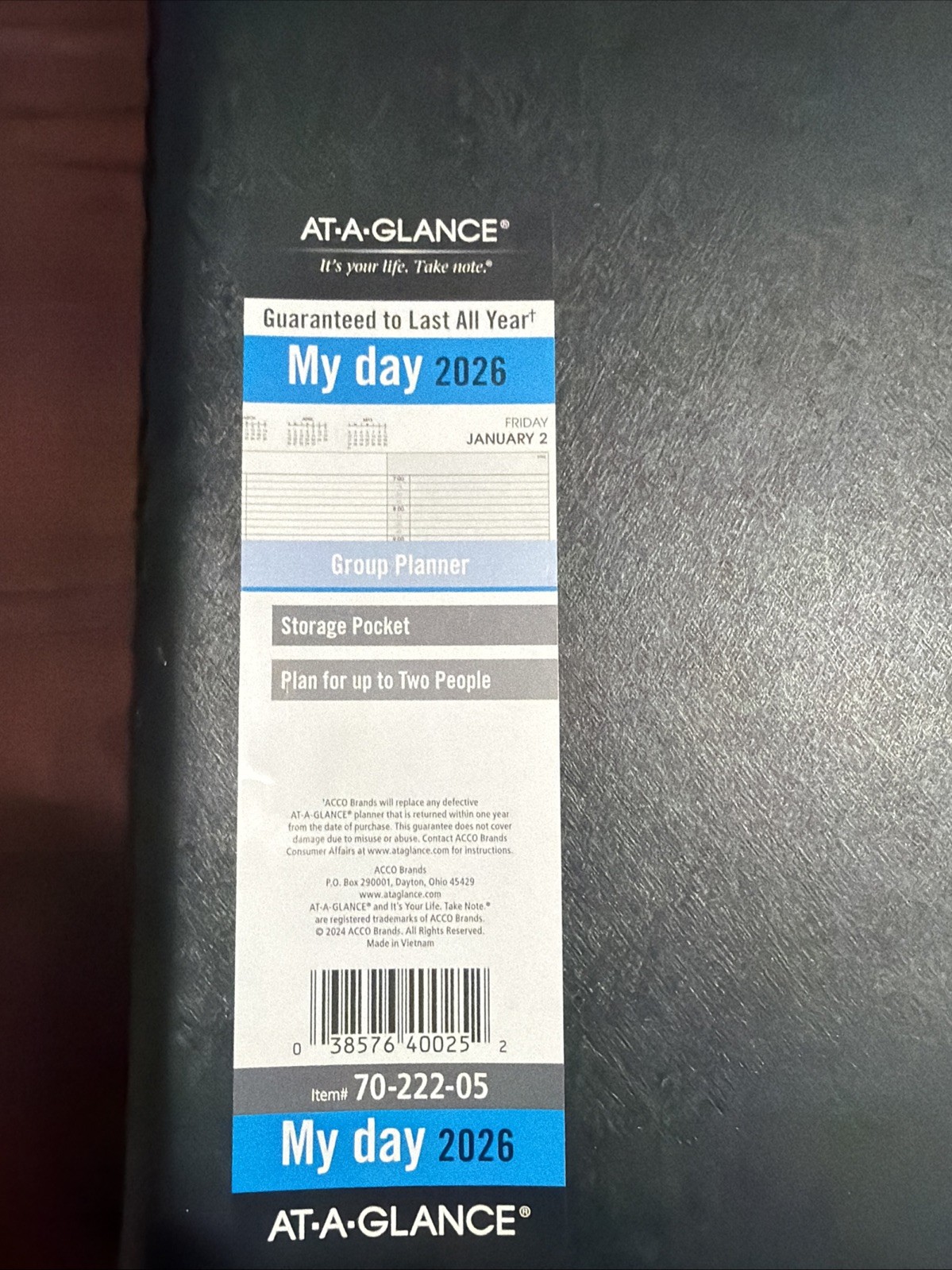 2026 Appointment Book Planner, Daily, 8″ x 11″, Large, Two Person Group, Blac…