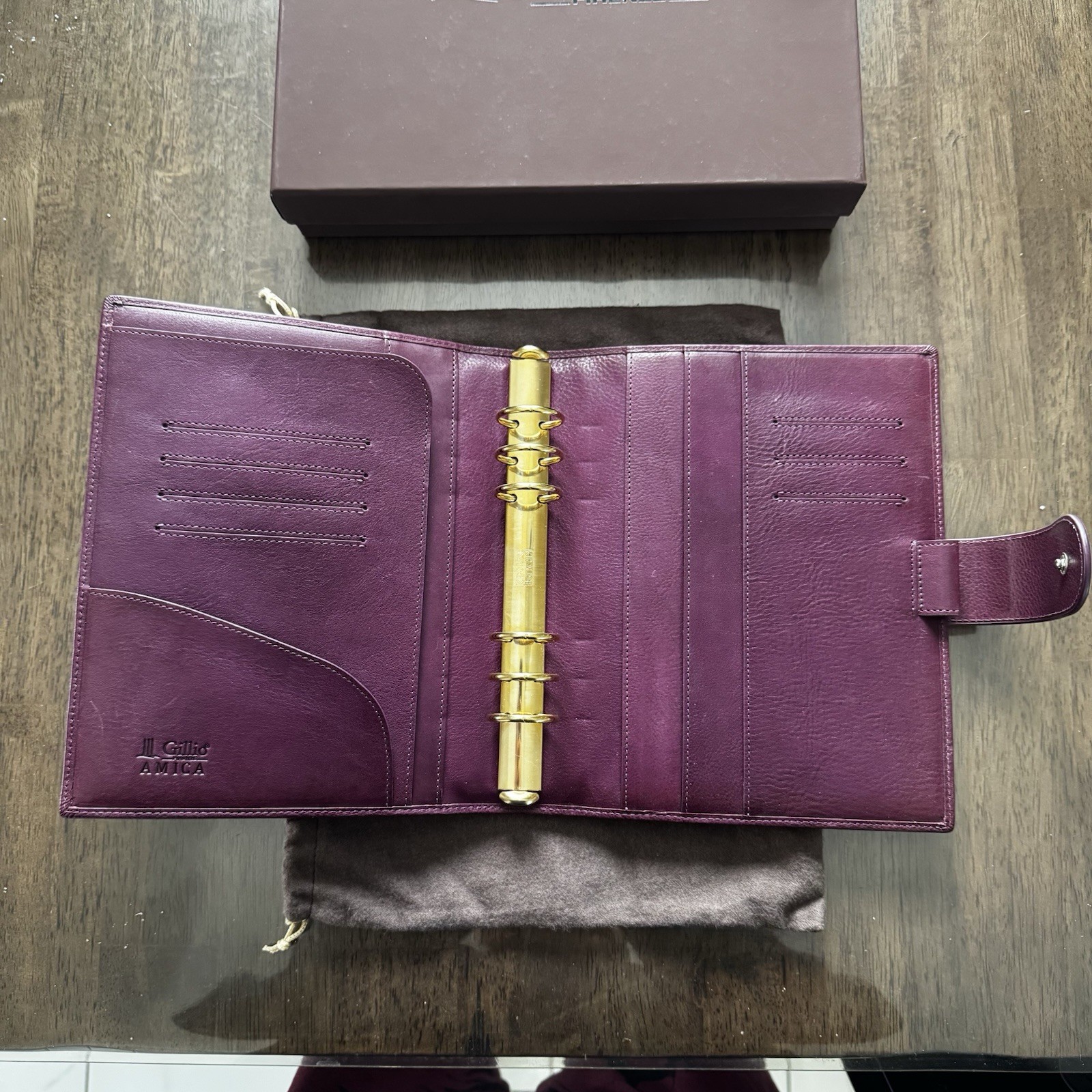 Gillio A5 Amica -Purple Leather Organizer 30MM Large