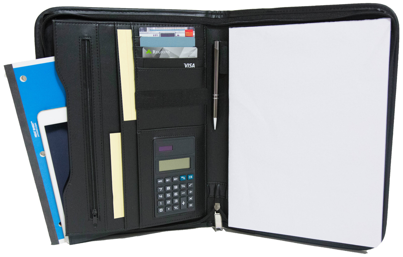 Art Portfolio Animal-Friendly Leather Padfolio Zippered Binder Zipper Binder Zip