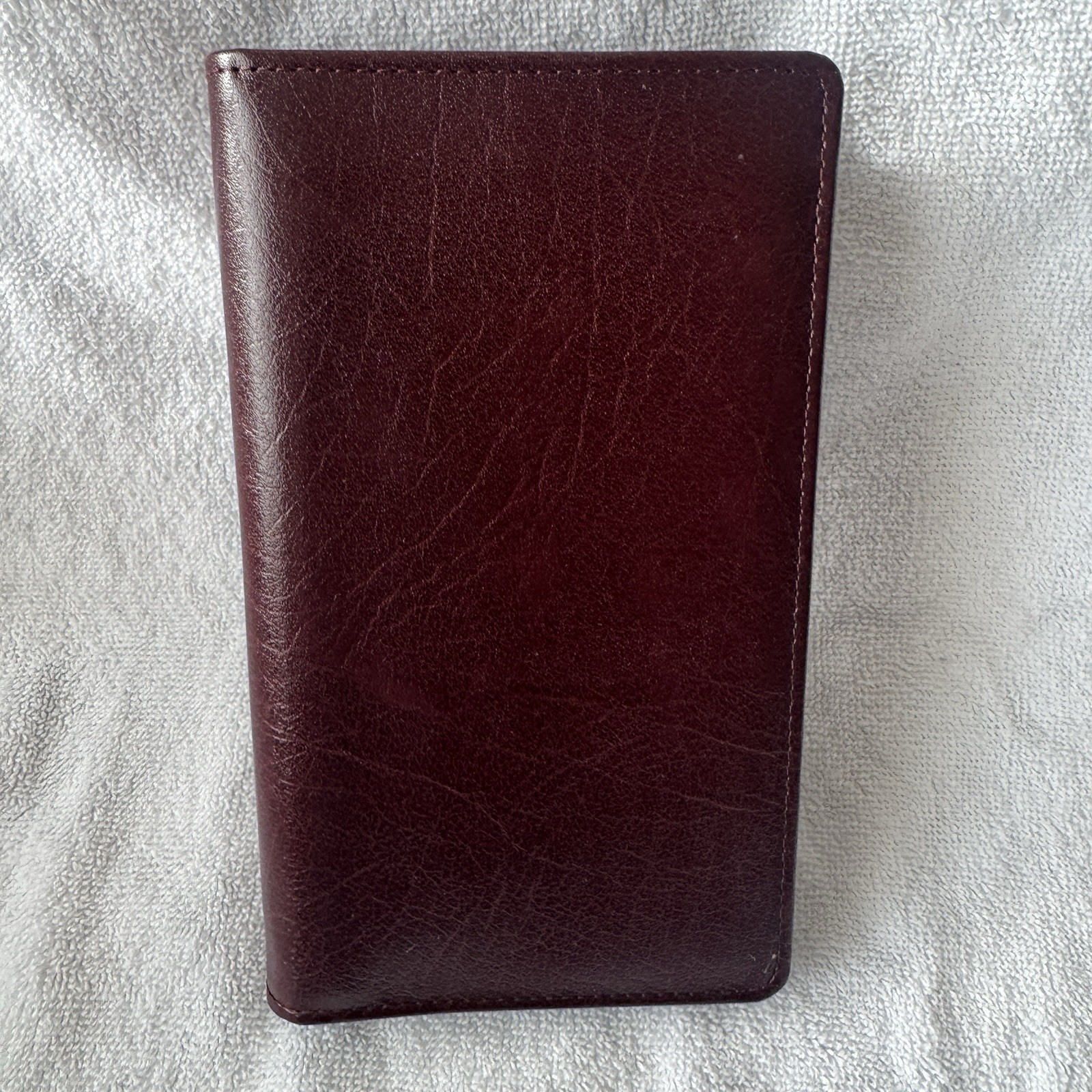 Day Timer Brown Leather Senior Pocket Planner Wallet Checkbook Organizer 4″ x 7″