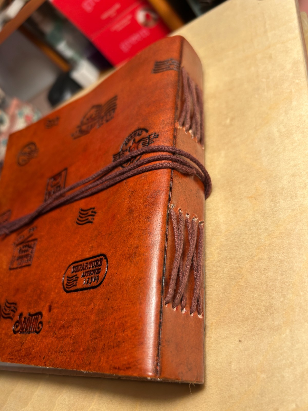Wanderlust Handmade Leather Journal 7×7 Embossed Map Travel Notebook Khadi Paper