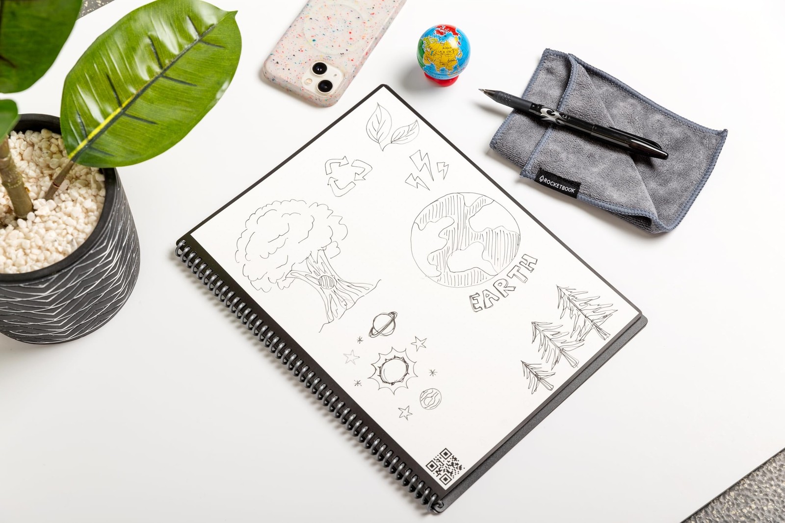 Rocketbook Core Reusable Spiral Notebook, Letter Size 8.5×11, Black – Dotted …