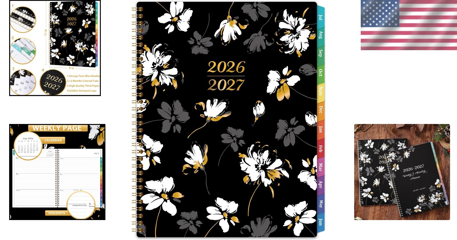 Ultimate 2026-2027 Planner: Weekly & Monthly Views, Colorful Tabs, 8.5” x 11”