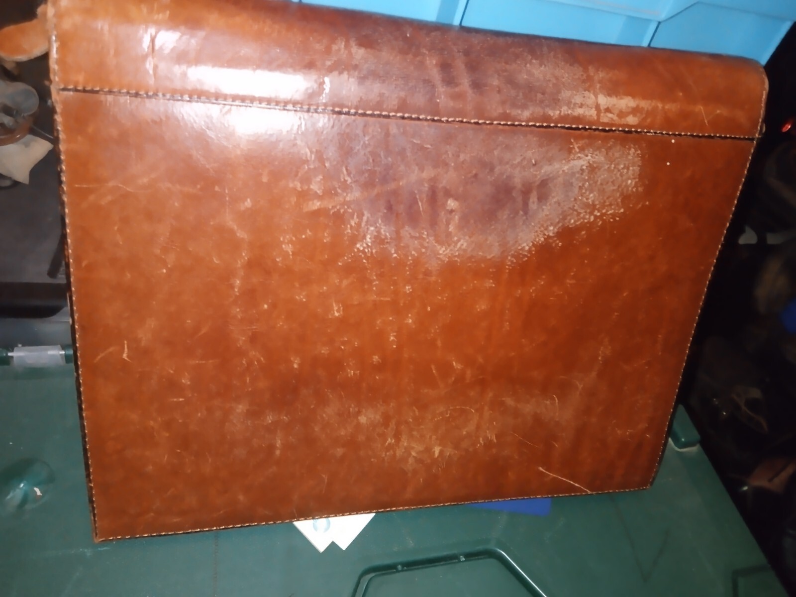 Vintage Tumi Desk Agenda Planner Organizer Notepad Brown Leather Stitched Zipper