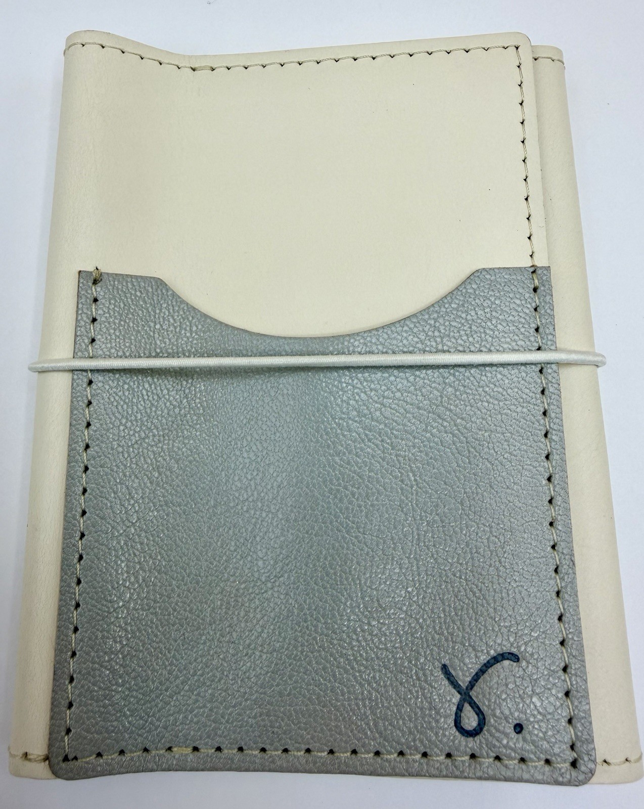 Sojourner Trifold Leather Notebook Cover Cream Silver Pocket TN