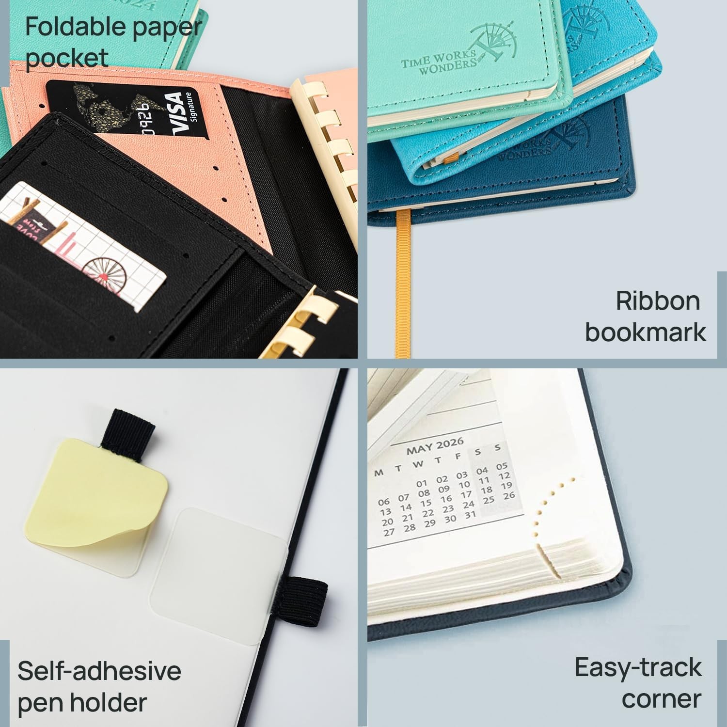 POPRUN Pocket Planner 2025-2026 (Slim Size 3.5” x 6.5”) 17 Months Academic Cal