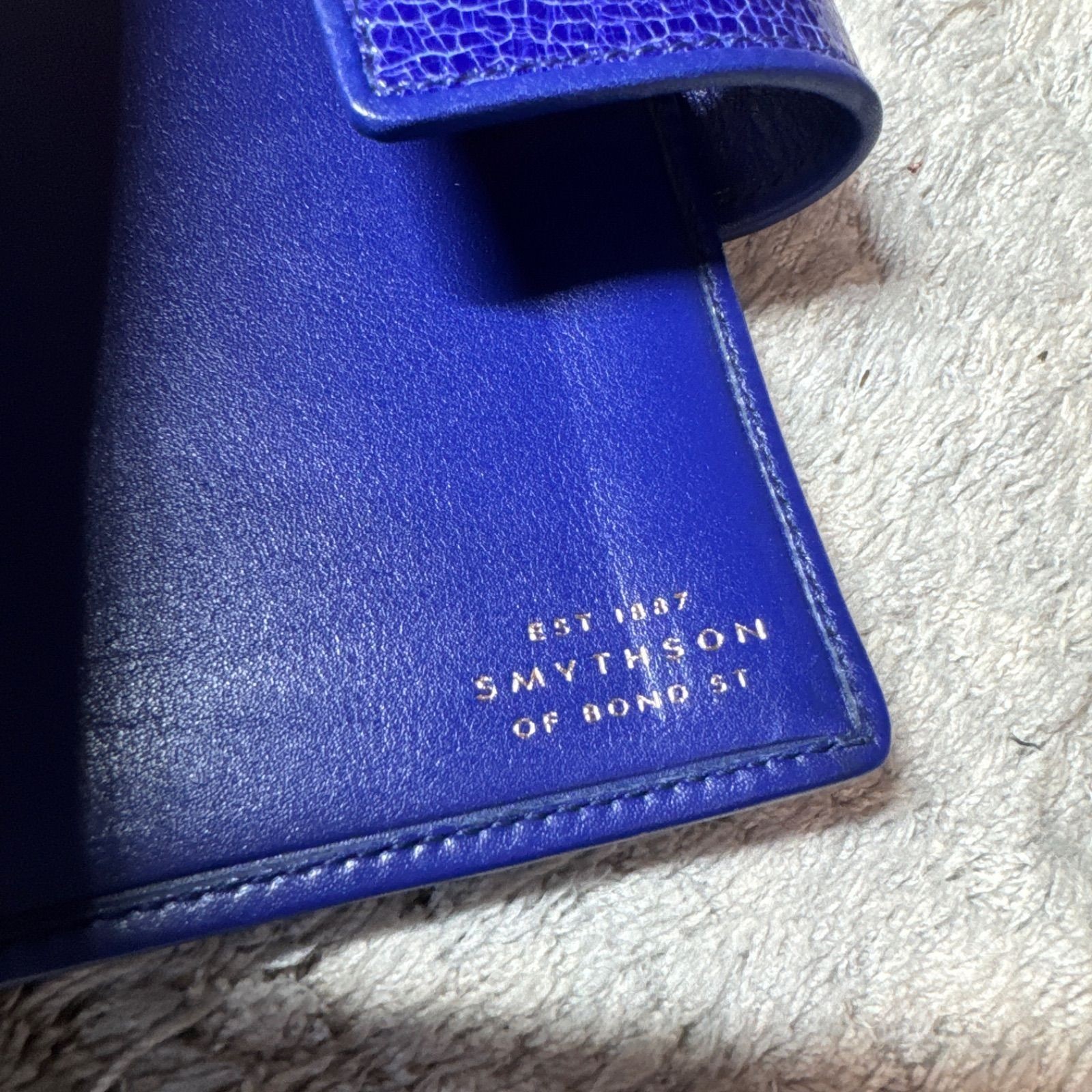 SMYTHSON System Notebook Notebook Cover Leather Blue with Gold Pen Used