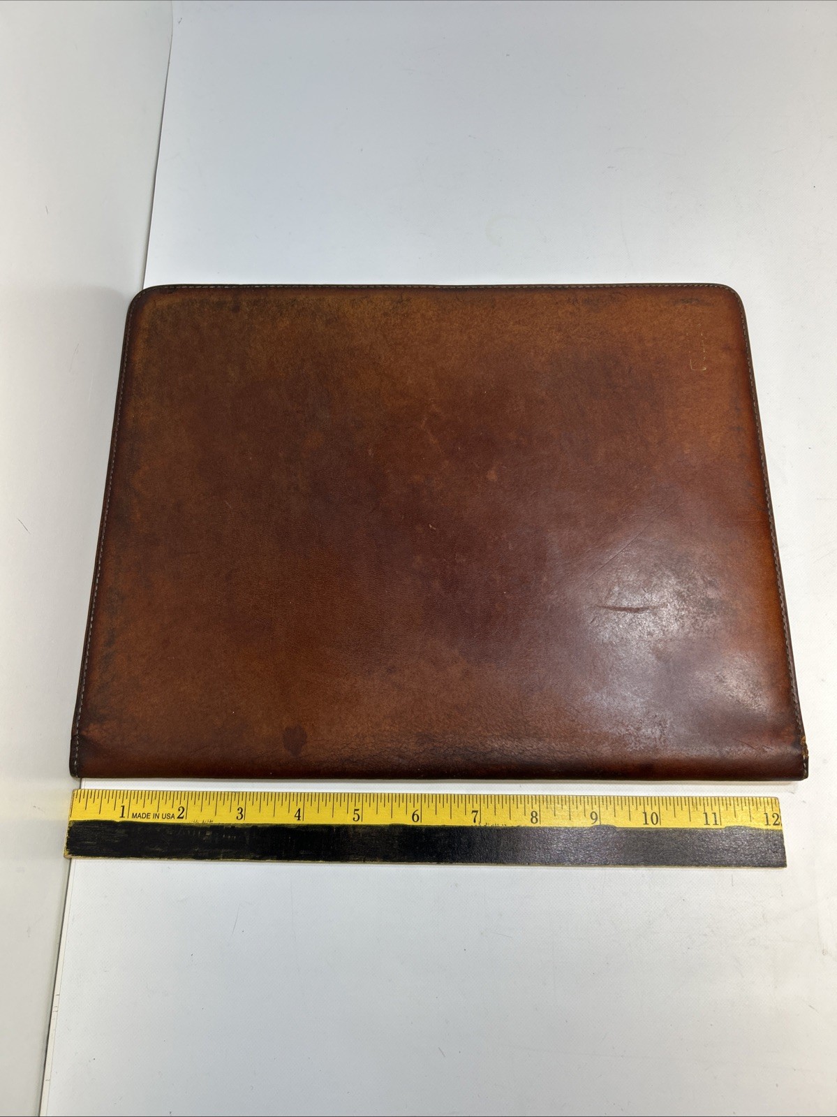 Bosca Leather Portfolio Padfolio Organizer USA Made 9×12″ Brown Notebook Vtg