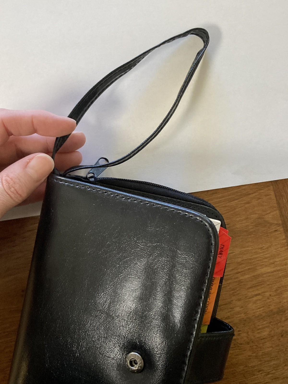 Vintage 90s Day Planner Organizer Y2K Binder Black Faux Leather Six Rings 5×7