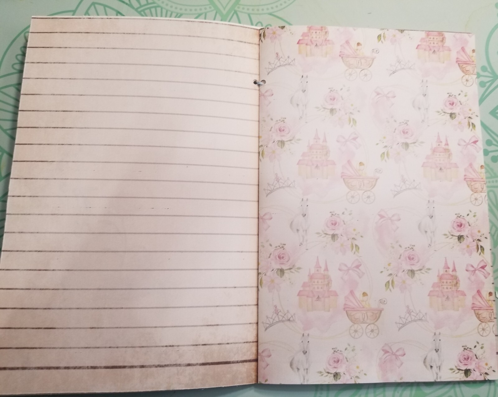 Junk Journal Blank Booklet “PRINCESS TALES” HANDMADE LG 8.5″x5.5″ 40pg