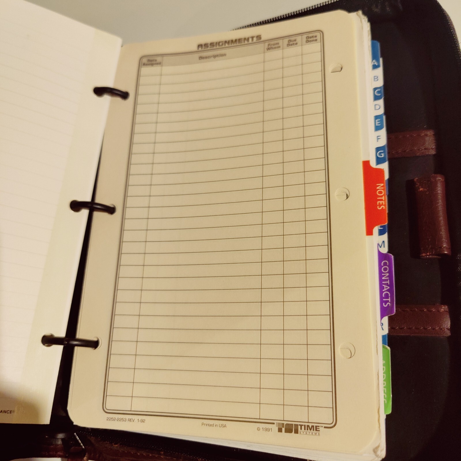 Blank* Vintage Day Planner Address Book Faux Leather Burgundy Time Systems