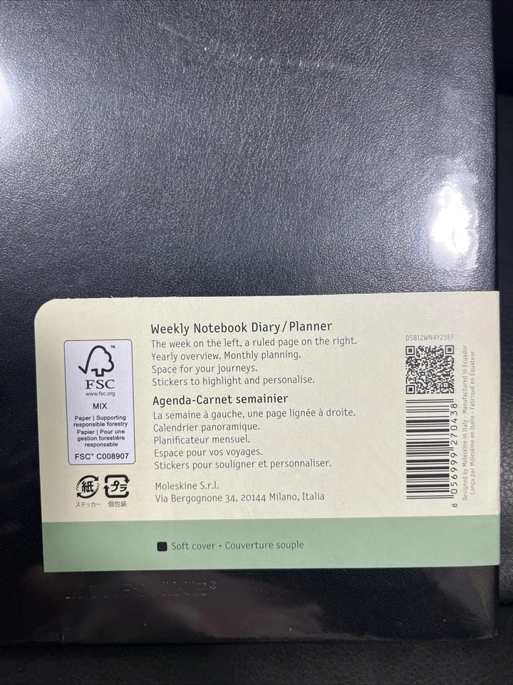 Moleskine Classic 2025 Weekly Planner – 12-Month, Soft Cover, 3.5″ x 5.5