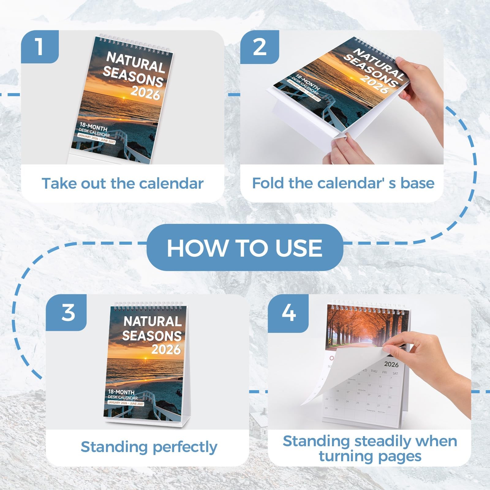 KONVINIT Desk Calendar 2026, 18 Months 2026-2027 – From Seasons