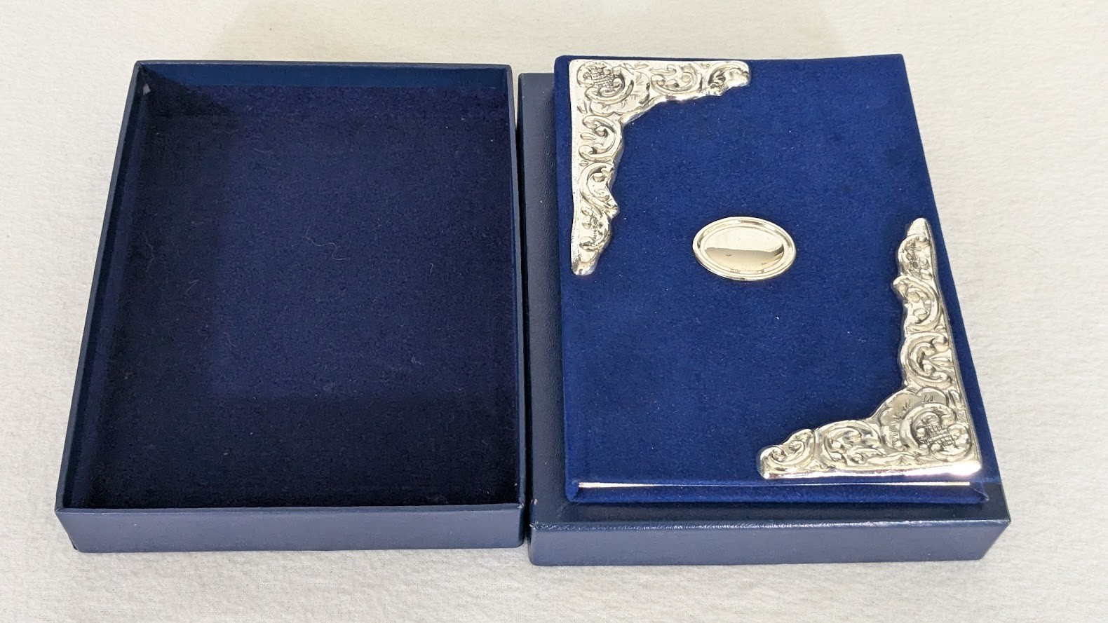 Vintage Sterling silver Adorned Address Book Blue velvet 5″ x 7″ New in Box