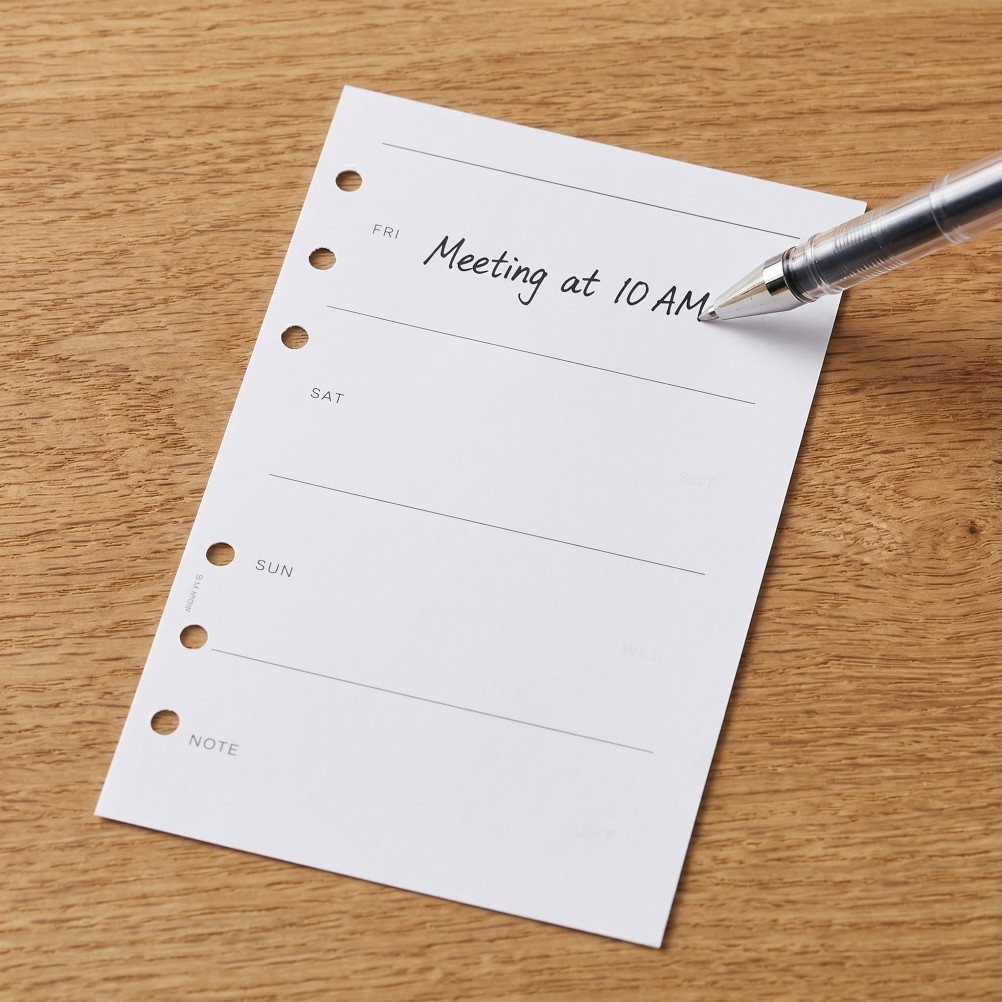 White A6 Loose Leaf Planner Refills with Divided Weekly Organizer Pages