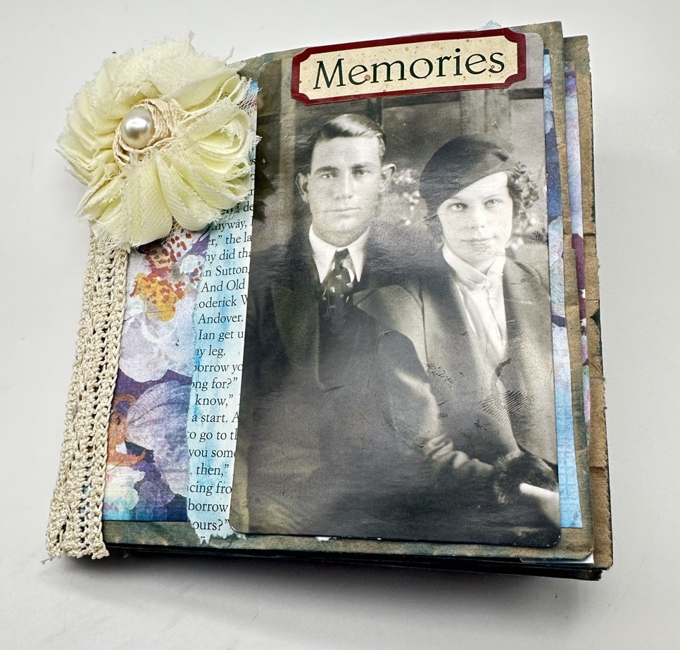 Hand Made Junk Journal 6×5 Inches Memories Themed Medium Is Brown Paper Bags