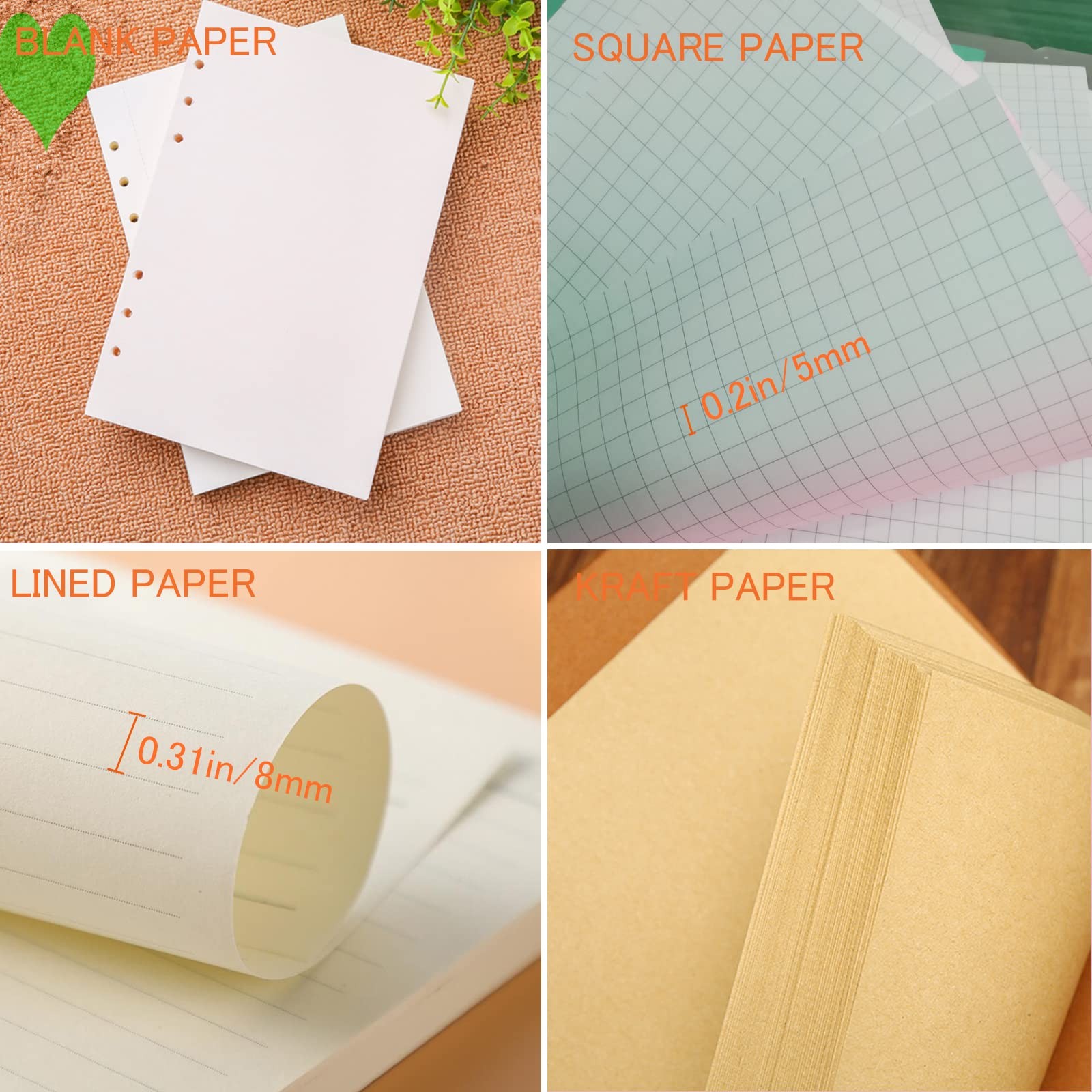 DY.2ten A5 6-Hole Binder Notebook Refills Set -(Gridded Paper A5, Clear