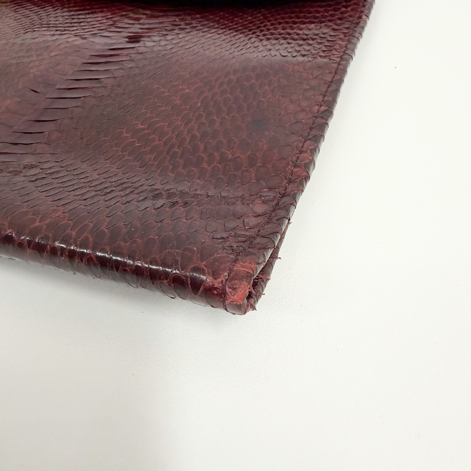 Vintage Snakeskin Portfolio Clutch Burgundy Large 15″ by 9 7/8″ For Laptop IPad