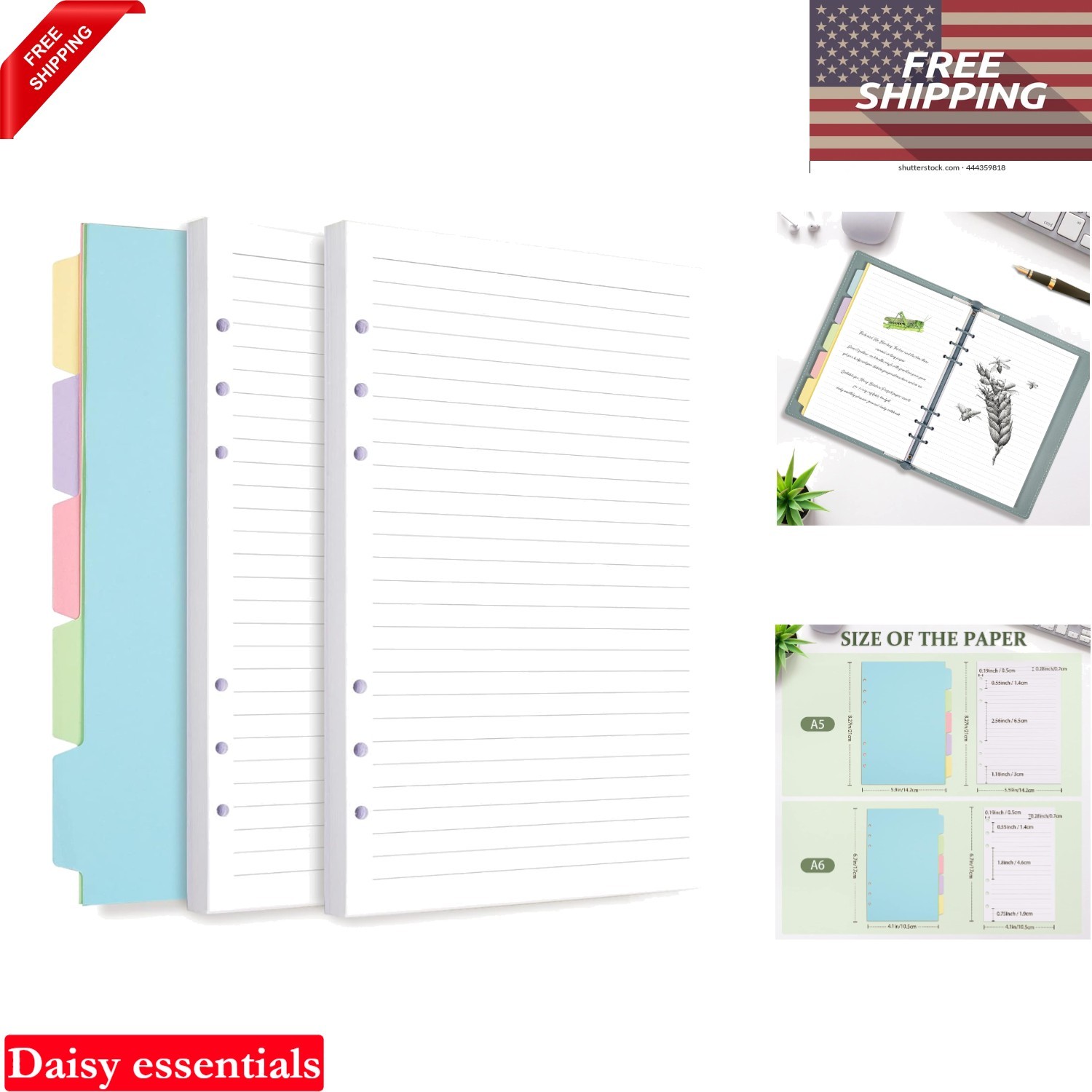 A6 Planner Inserts 120 Sheets with Dividers for 6 Ring Binders Budget Journal…