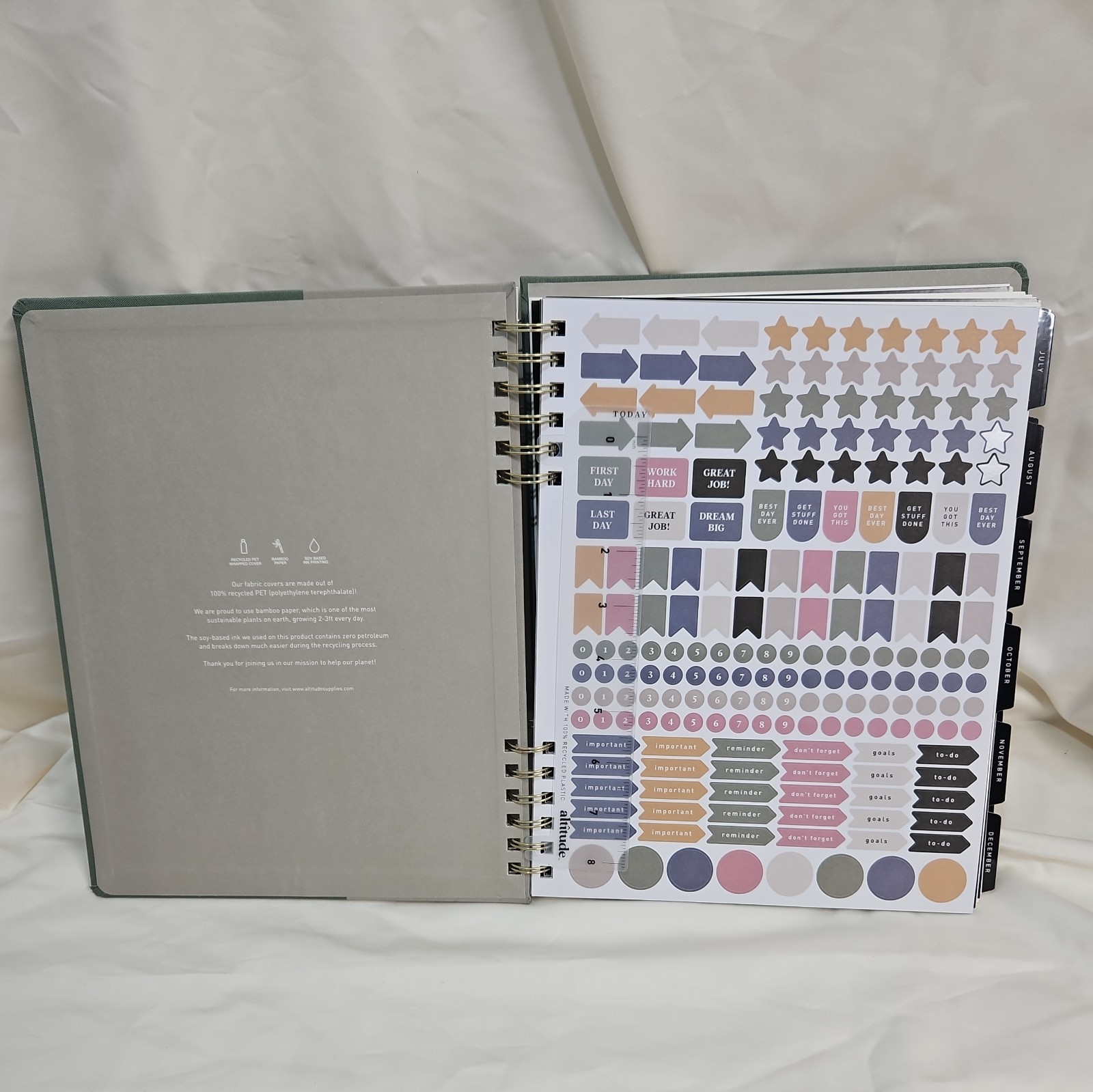 Altitude 8.5×11 2025-2026 Weekly Monthly Planner Dark Sage Warm Gray