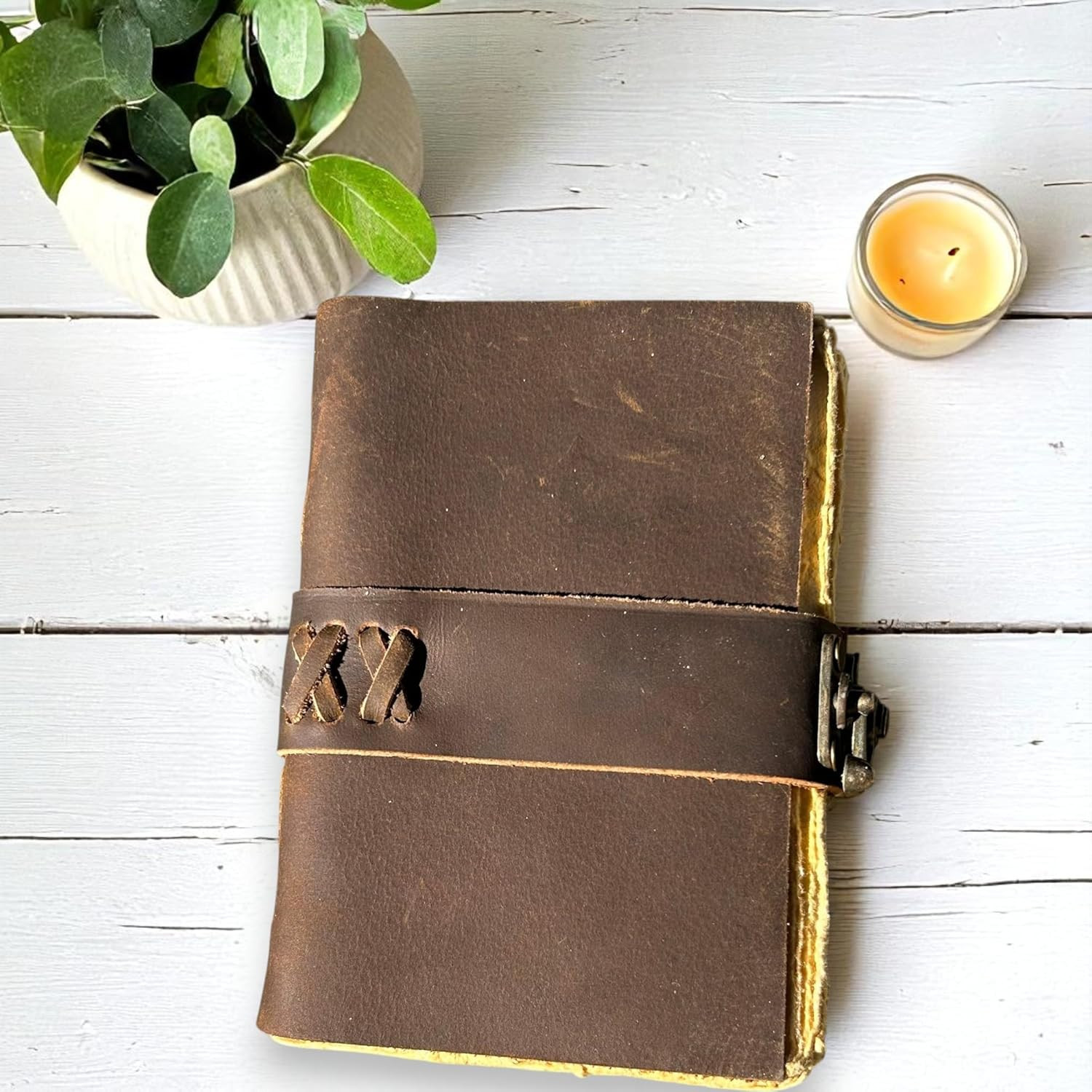 Small Vintage Leather Journal – 4″ X 6″ Book of Spell Handmade Leather Bound