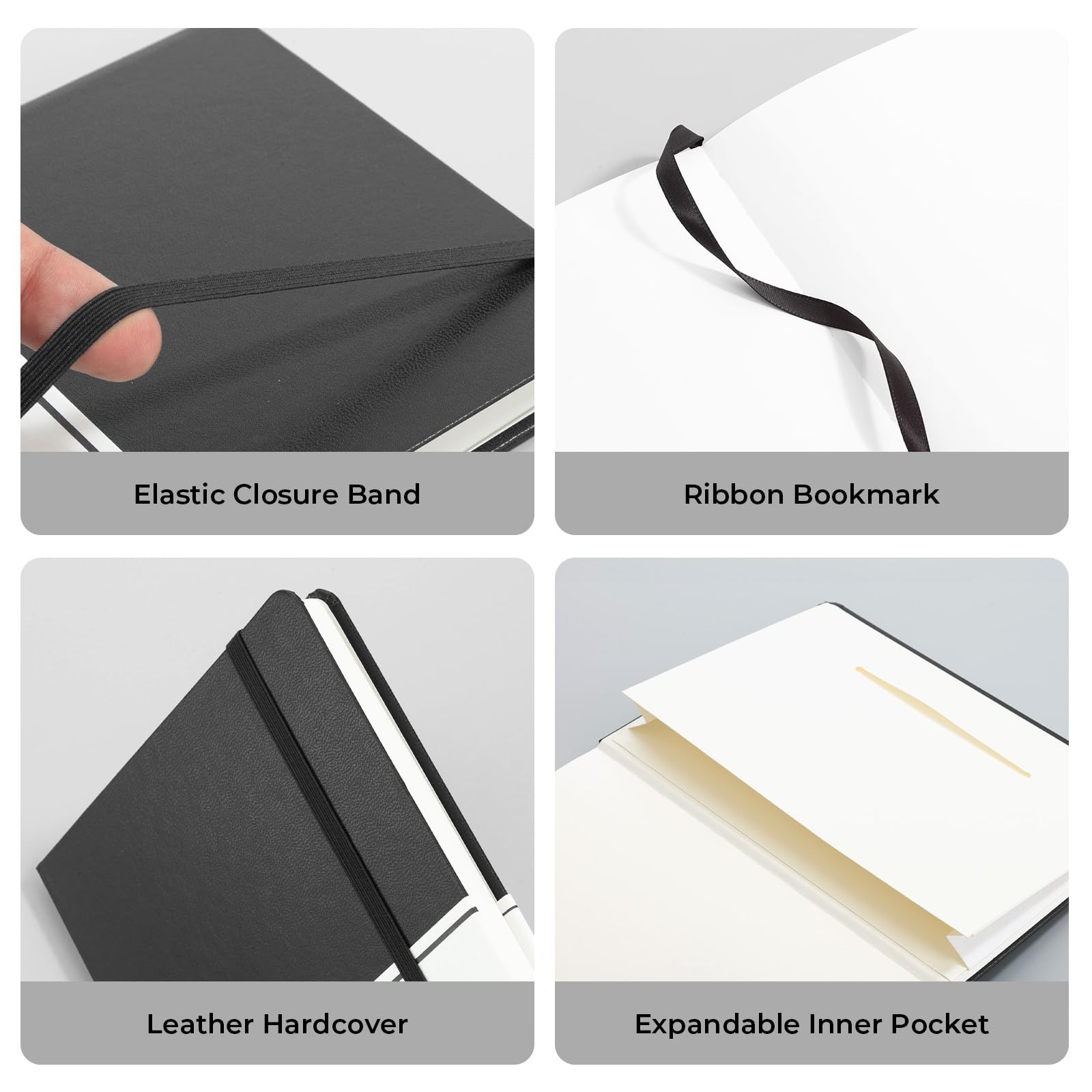 Blank Journal Notebook, 160 Pages, A5 Medium Size 5.6″ x 8″ for Black Plain