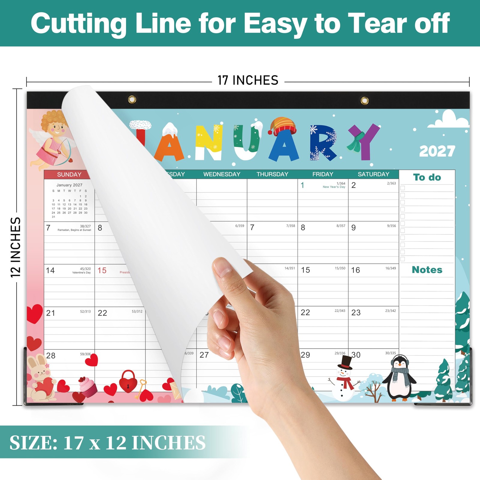 2026-2027 Desk Calendar – July 2026 – December 2027, 17″ x 12″