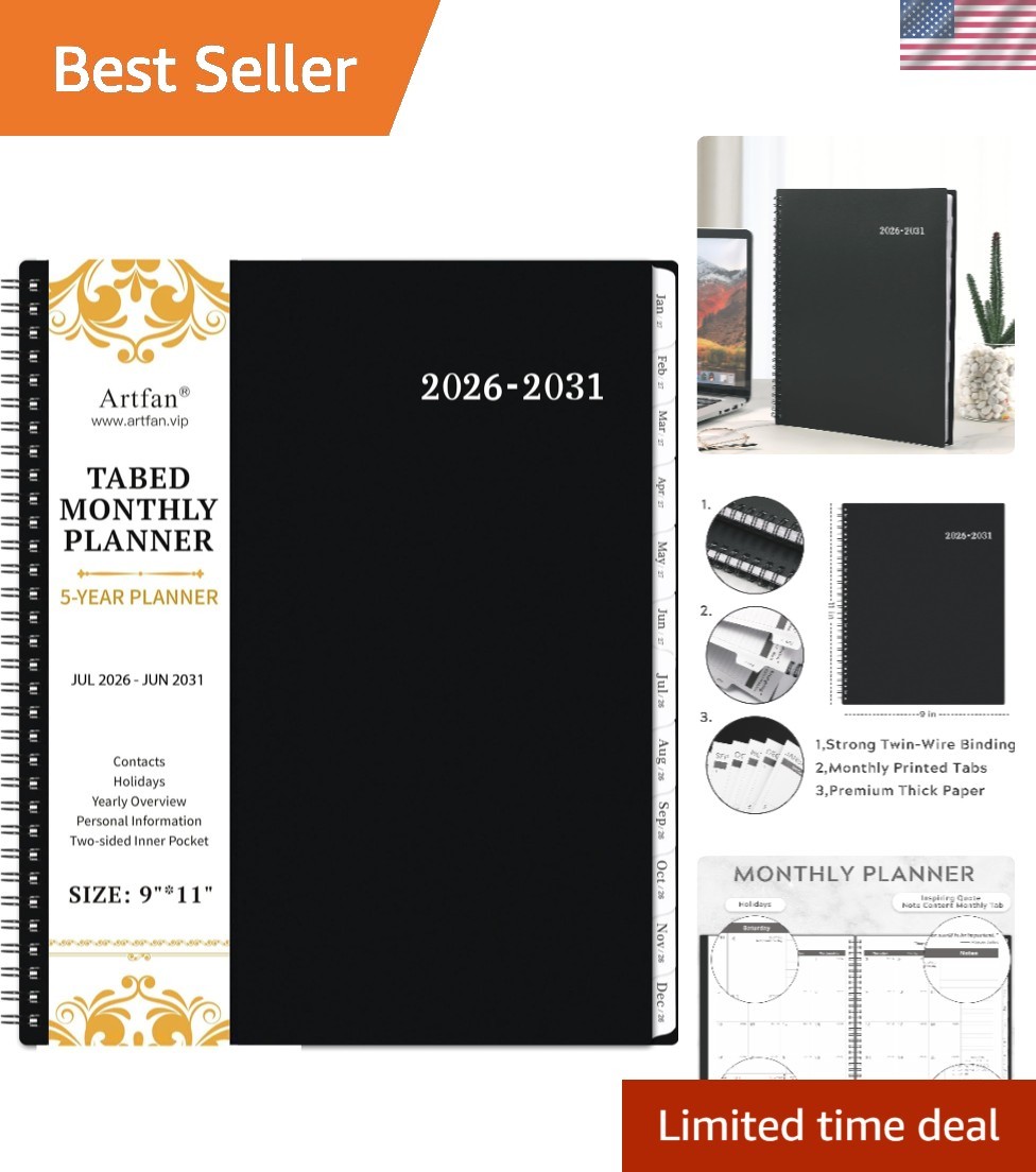 2026-2031 Monthly Planner: Flexible Cover, Holidays Marked & Goal Motivation