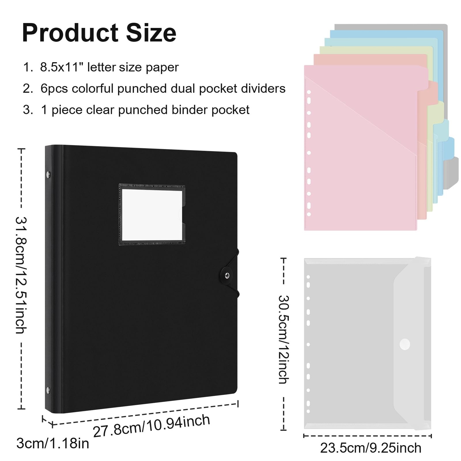 Binder With Dividers Project Organizer 12 Pockets Folder Elastic Closure