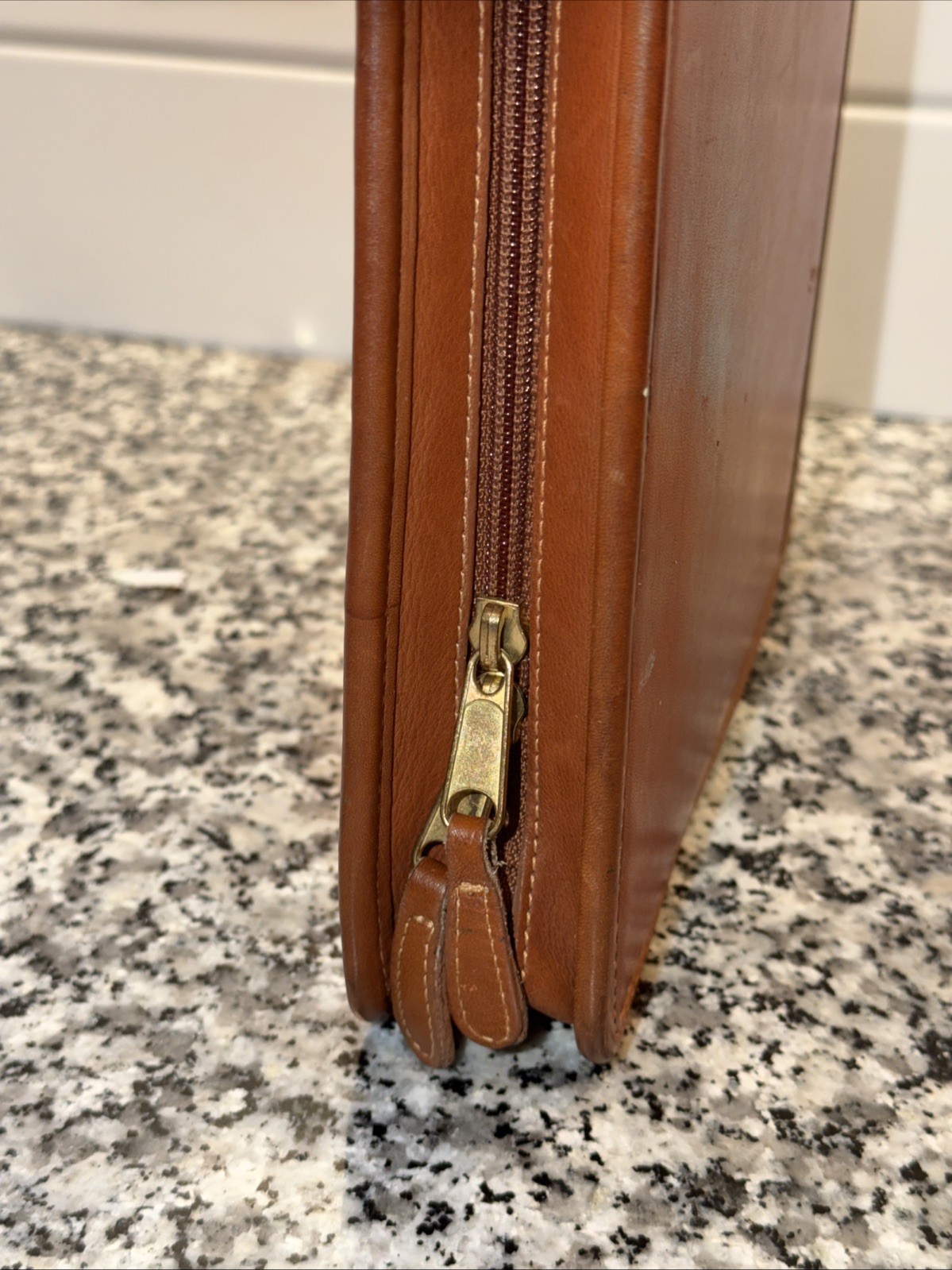 Vintage Coach Brown Leather Zippered Portfolio Organizer Notepad Folio 10×12.5