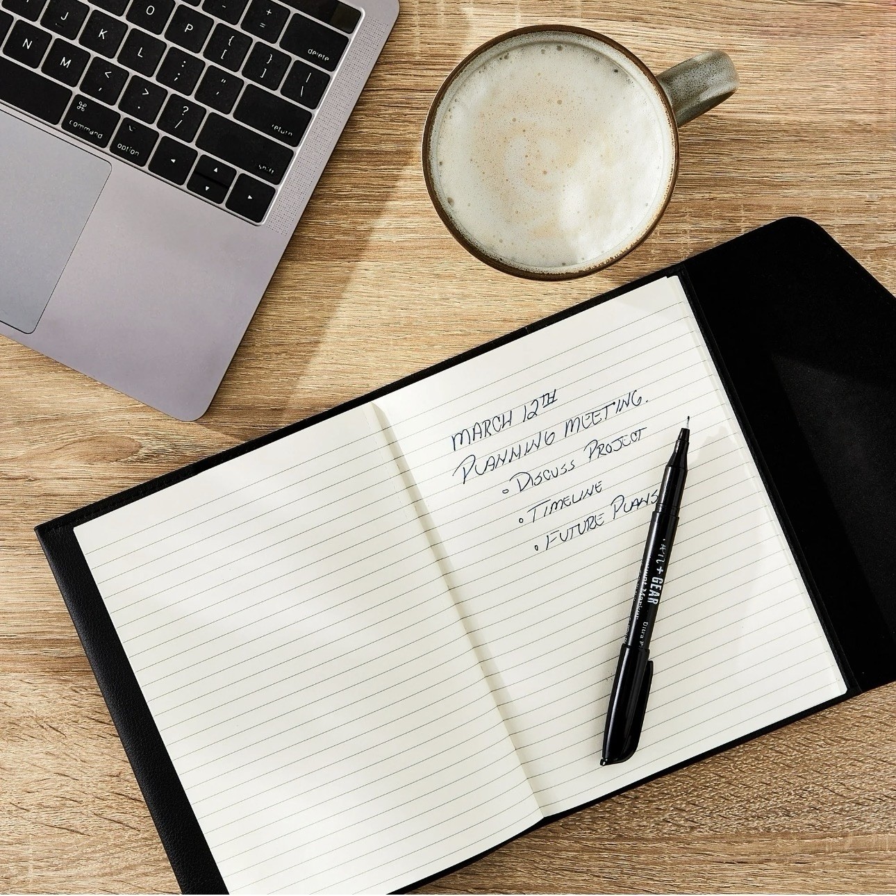 Pen+Gear Black Perforated Simulated Leather Journal With Ivory Acid-Free Ruled